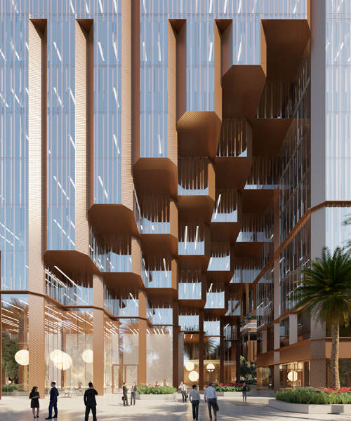 mecanoo proposes konka mixed-use complex clad in perforated copper + glass in shenzhen