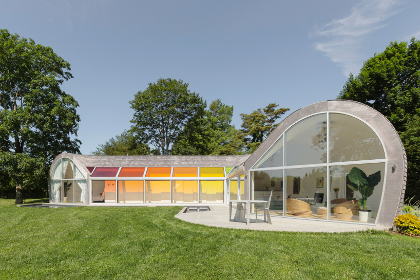 cocoon cottage in the hamptons filters sun through colored skylights