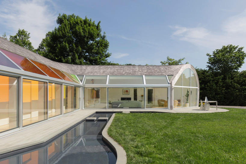 cocoon cottage in the hamptons filters sun through colored skylights