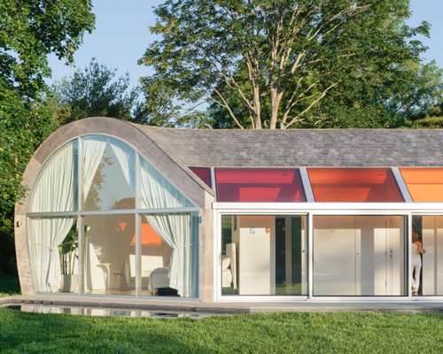 cocoon cottage in the hamptons filters sun through colored skylights