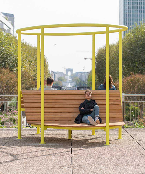 robert stadler installs inside-out street furniture for forme publique biennial in paris