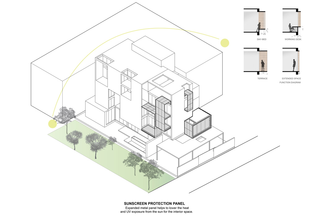 Stu/D/O wraps baan 33 apartment in expanded aluminum + solid walls in bangkok