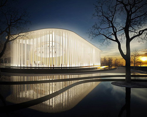 studio makal proposes lithuanian national concert hall enclosed in a forest of columns