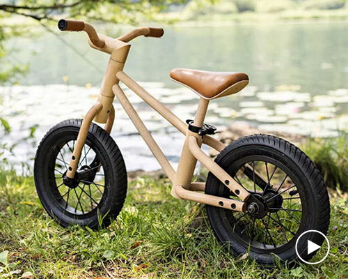 the bixie wooden balance bike for kids is made from 99% recyclable beechwood