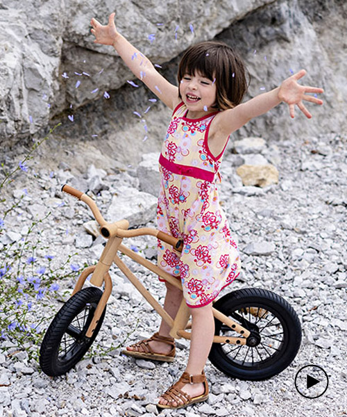 the bixie wooden balance bike for kids is made from 99% recyclable beechwood