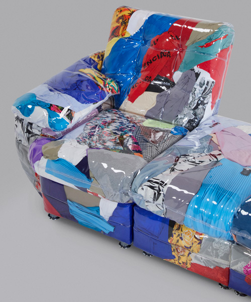 balenciaga made a see-through couch and stuffed it with old clothes