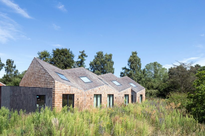 blee halligan architects extends five acre brick barn with shingle-clad B&B in the UK