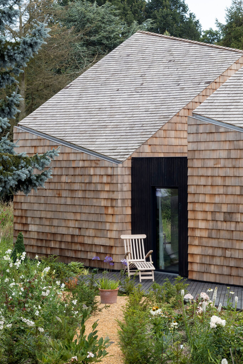 blee halligan architects extends five acre brick barn with shingle-clad B&B in the UK