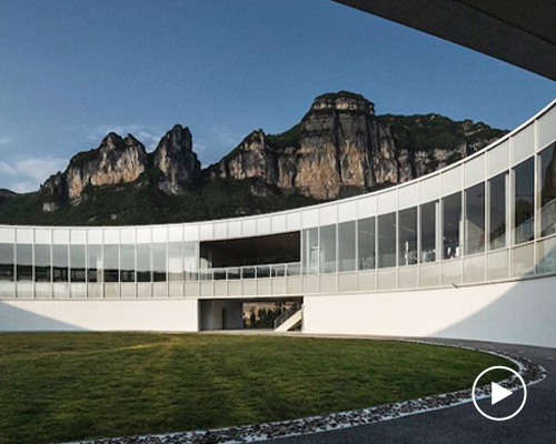 C+ architects builds an elliptical ring on the mountainside for LAB art museum in china