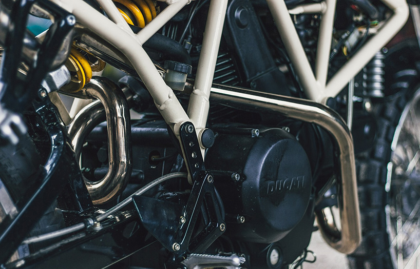 webbed subframe shapes the custom ducati 750SS by LL motorcycles