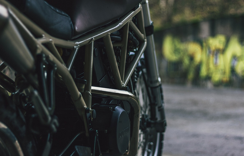 webbed subframe shapes the custom ducati 750SS by LL motorcycles