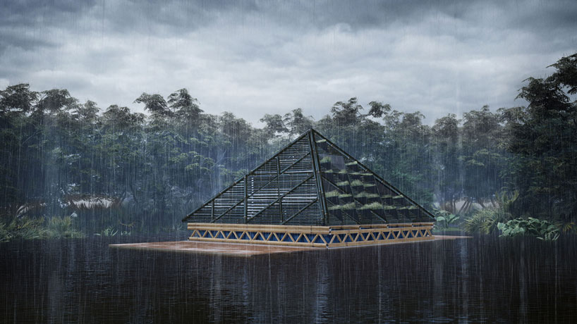 bamboo shelter retracts like a turtle to combat extreme weather in the philippines EEMY