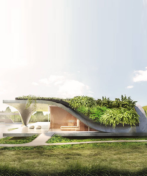 a green organic roof tops estudio felipe escudero's 'house folds' in ecuador