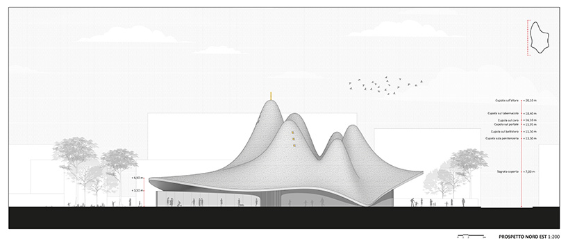 francesco lipari proposes to top locri church in southern italy with undulating roof