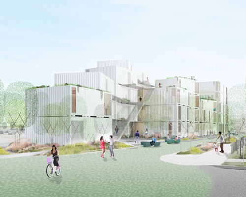 shipping container apartments transform traffic island to house homeless in LA
