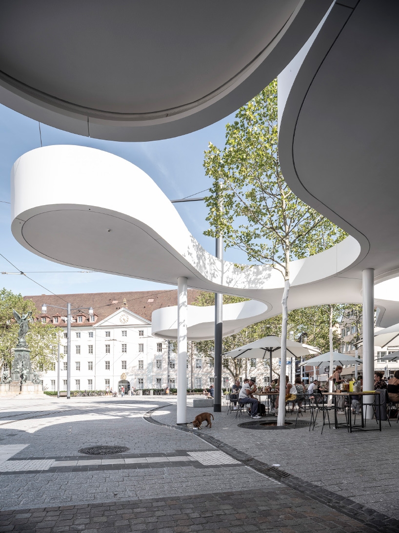 freiburg's 'pavilion on europaplatz' by j.mayer h. is a tram stop and restaurant combined