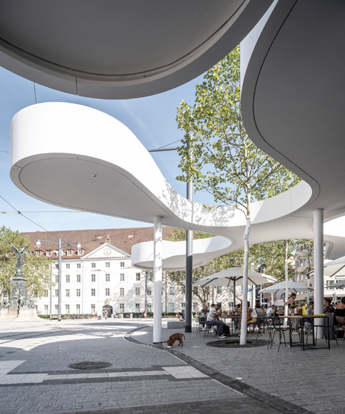 freiburg's 'pavilion on europaplatz' by j.mayer h. is a tram stop and restaurant combined