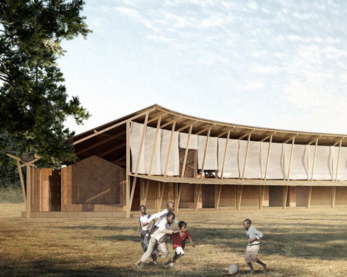 joe bruschy proposes a semicircular school around a vast playground in haiti