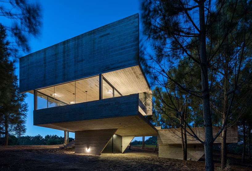 luciano kruk stacks concrete volumes to build a 'house in the trees' in buenos aires designboom