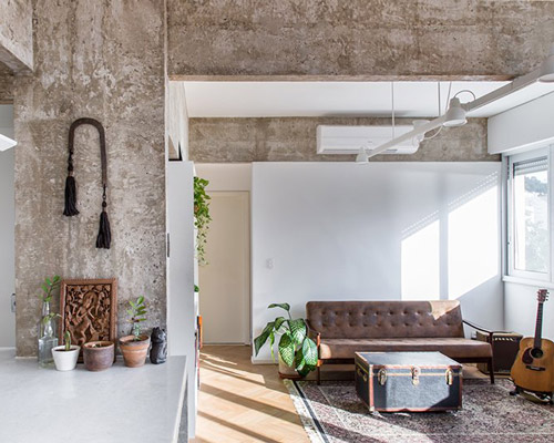 rodrigo bocater renovates 1960's concrete apartment into musician's home in rio de janeiro