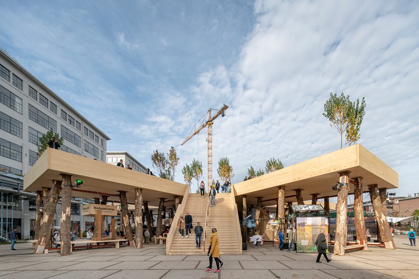 studio marco vermeulen builds against climate change with wooden biobasecamp pavilion designboom