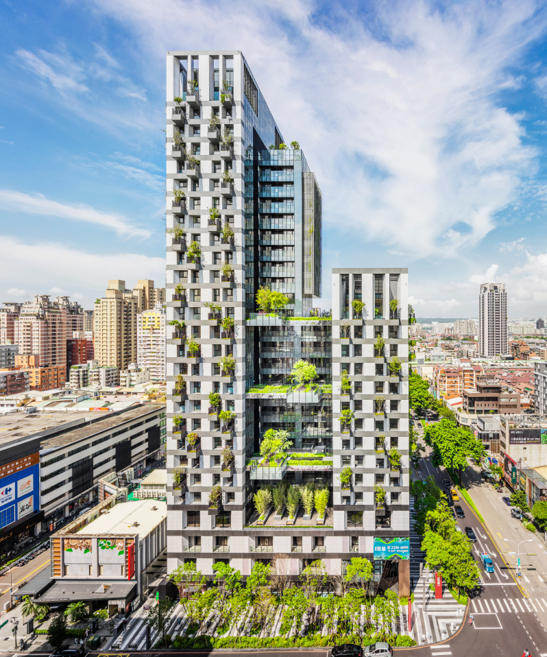 WOHA populates 'sky green' development in taiwan with trees and plants on every level