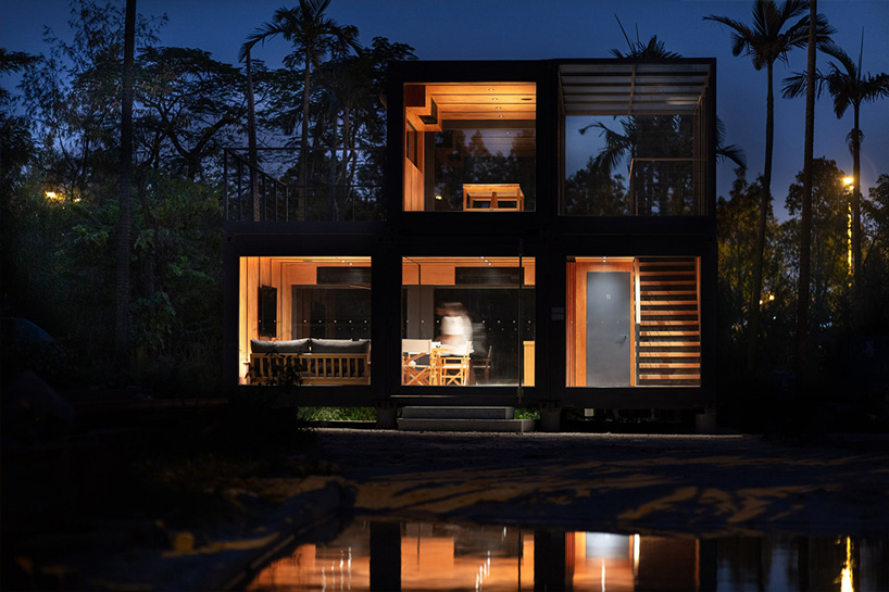 a work of substance stacks shipping containers for marketing suite in hong kong