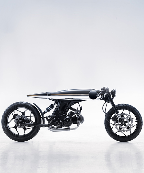 bandit9 tailors EVE LUX motorcycle's futuristic form in two-tone pinstripe