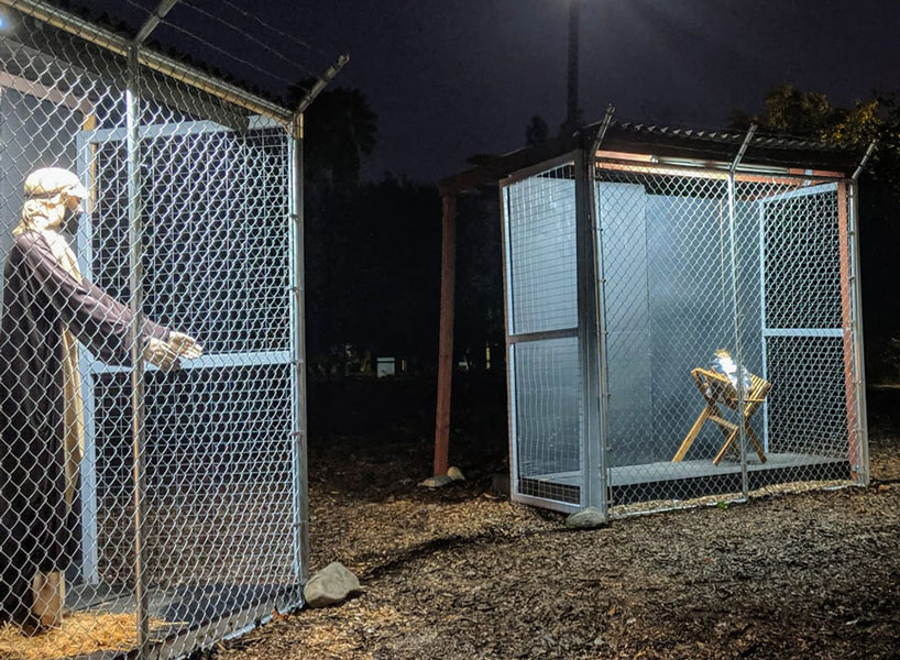church's nativity scene depicts jesus, mary and joseph as caged family separated at border