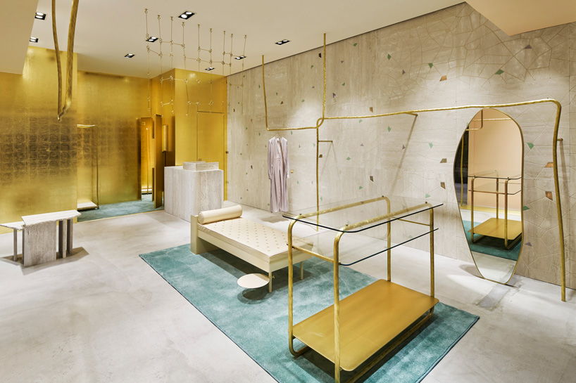 forte_forte opens brass, travertine + gold leaf boutique in tokyo