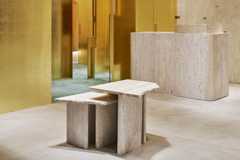 forte_forte opens brass, travertine + gold leaf boutique in tokyo