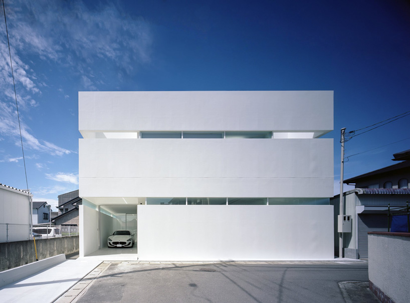 fujiwaramuro architects adds transparent built-in garage to house in takamatsu, japan