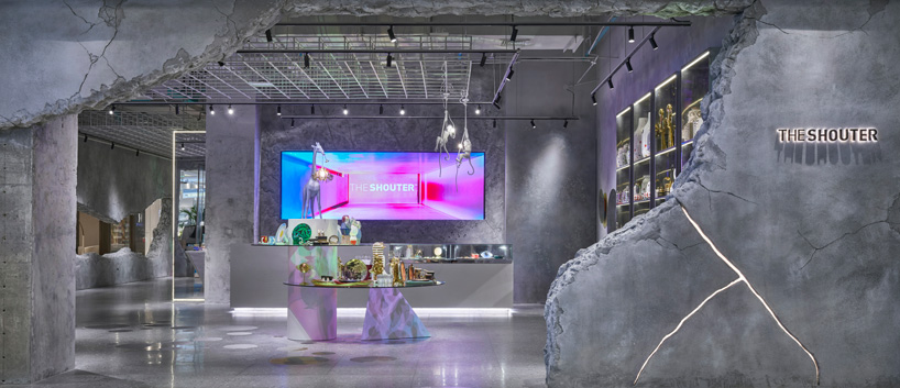 KCA encloses 'the shouter' store in shanghai with cracked concrete walls