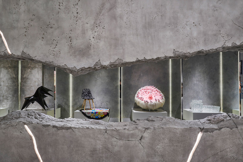 KCA encloses the shouter store in shanghai with cracked concrete walls