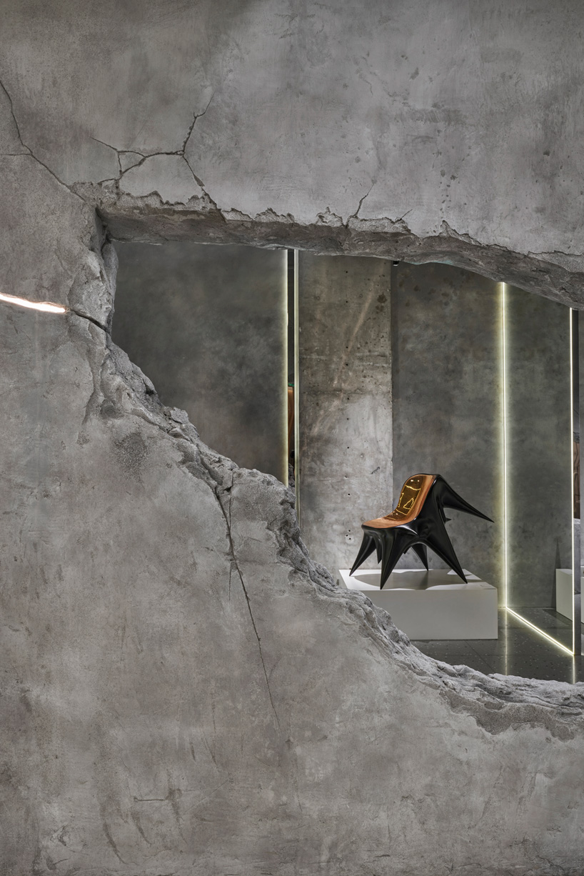 KCA encloses the shouter store in shanghai with cracked concrete walls