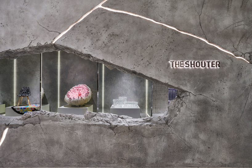 KCA encloses the shouter store in shanghai with cracked concrete walls