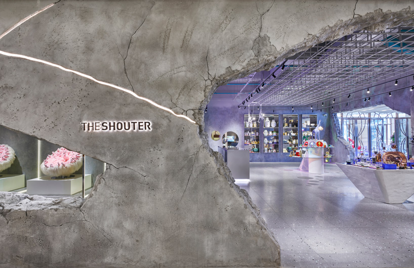 KCA encloses the shouter store in shanghai with cracked concrete walls