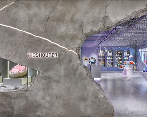 KCA encloses 'the shouter' store in shanghai with cracked concrete walls