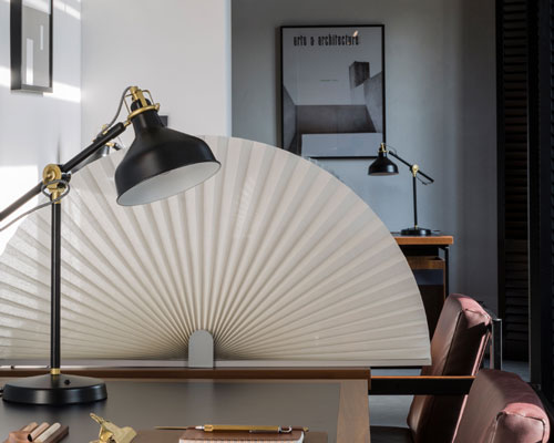 njustudio presents a pleated pop-up screen that brings privacy to open spaces