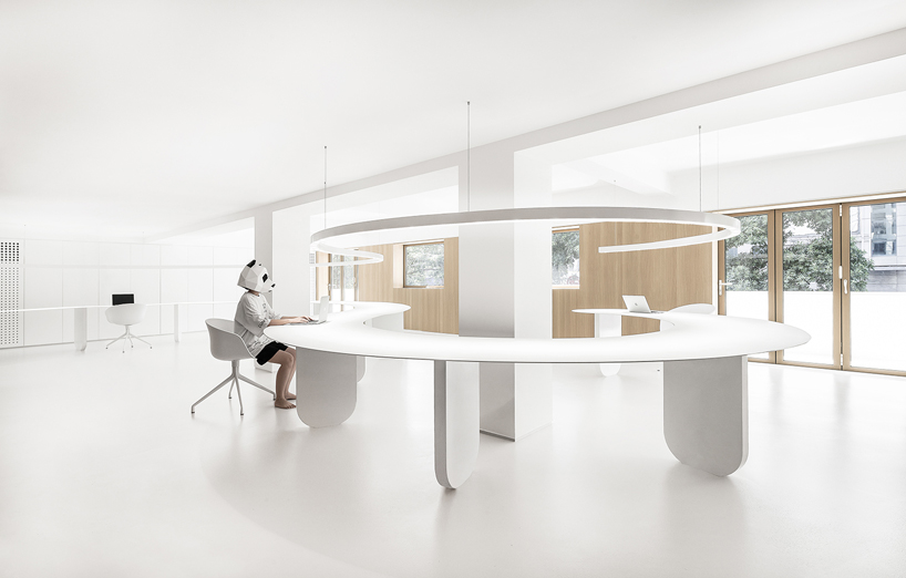 panda design builds a new office around a curved workspace in xiamen, china designboom