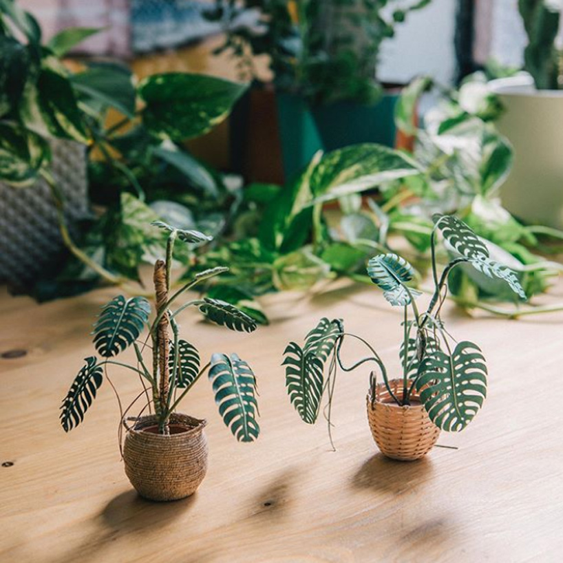 raya sader bujana intricately crafts tiny houseplants and woven baskets from paper designboom