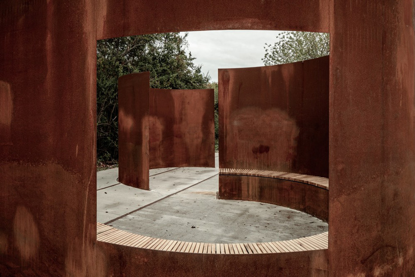 reiulf ramstad reconverts railway into 11km route of corten steel installations in france