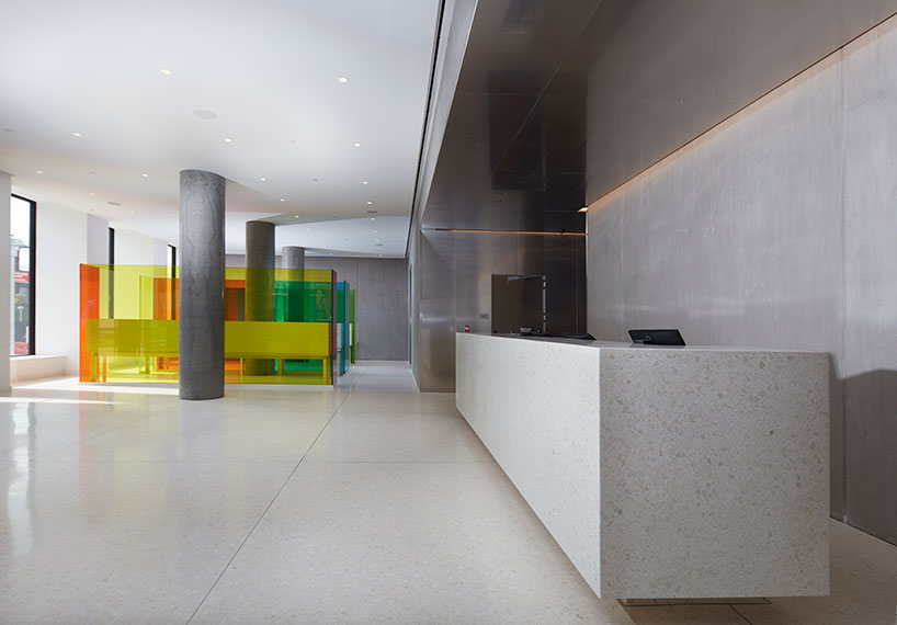robert swain designs a colorful glass installation for the domino sugar factory lobby
