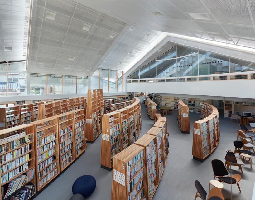 takao shiotsuka atelier tops taketa city library in japan with fragmented gable roof