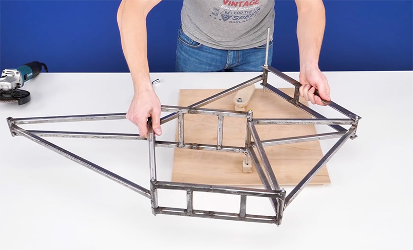 this walking bicycle draws from theo jansen’s large-scale kinetic strandbeest sculptures