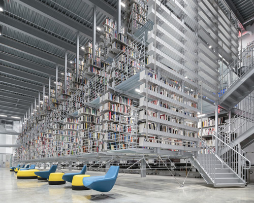 wolfgang tschapeller renovates cornell university library with suspended book stacks