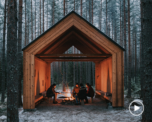 church stone shelter in finland uses recycled materials to house local hikers