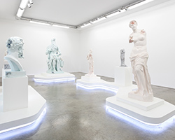 daniel arsham investigates classical objects artfully eroded with 'paris, 3020' at perrotin