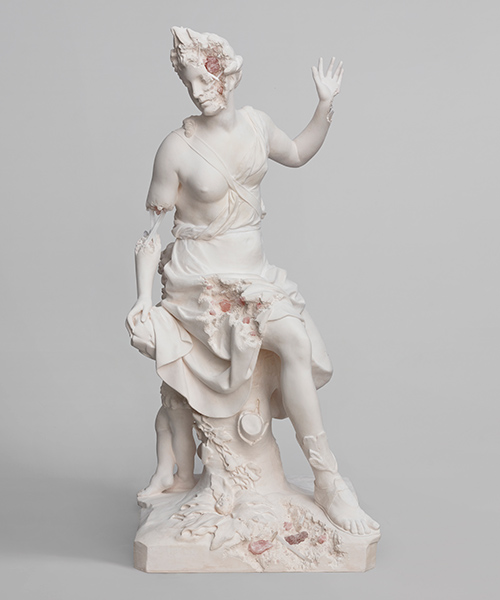 daniel arsham investigates classical objects artfully eroded with 'paris, 3020' at perrotin