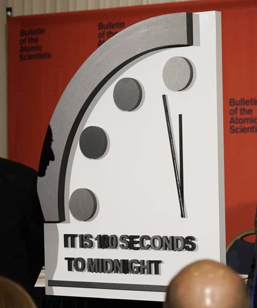 doomsday clock says the end of the world is just 100 seconds away
